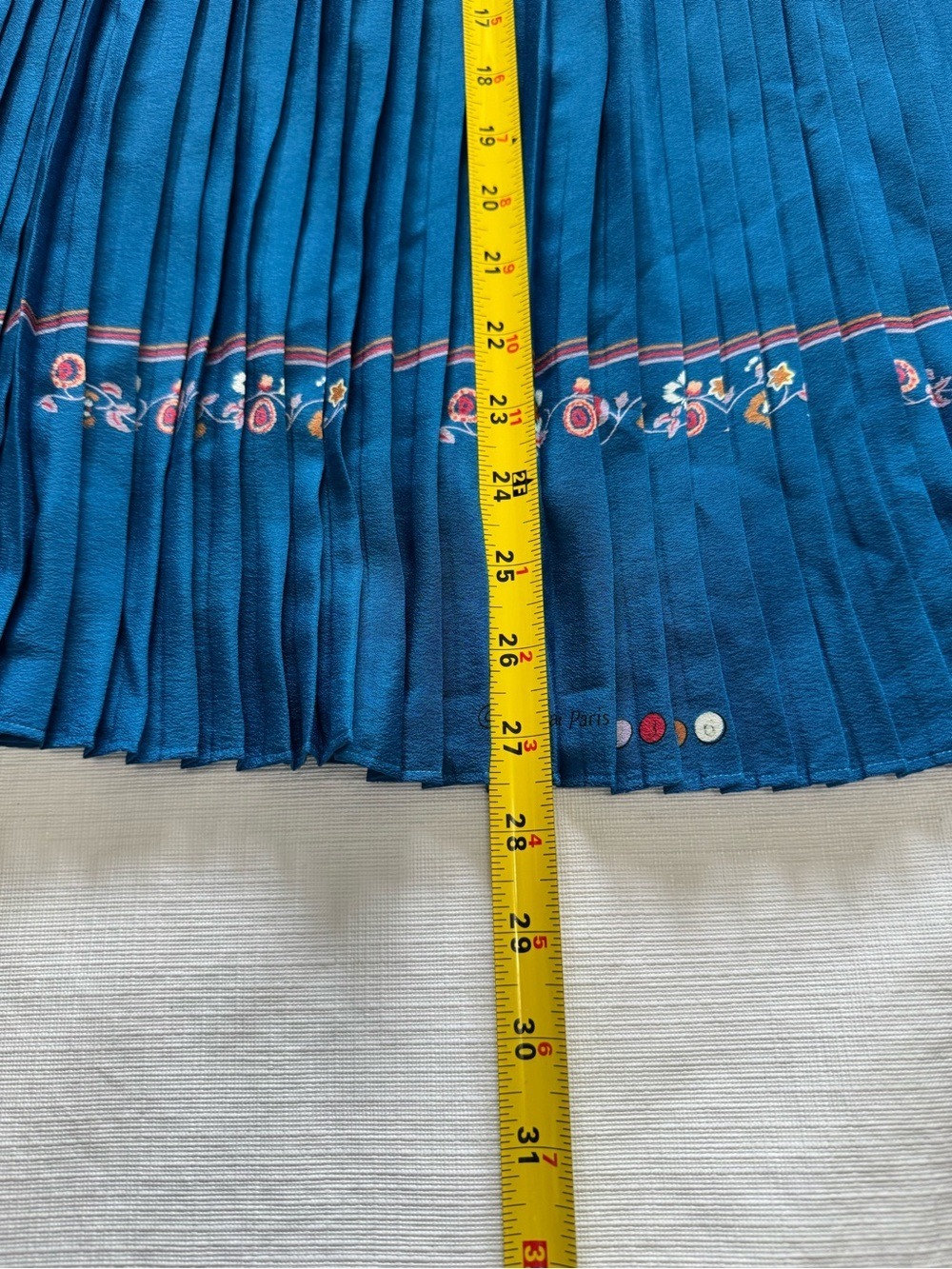 Vintage Serge Nancel Paris Pleated Midi Skirt in Blue Silky size 38 - Picture 6 of 6